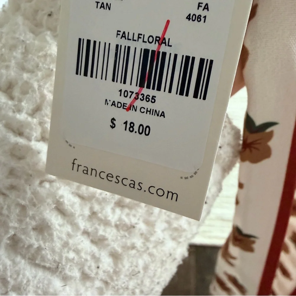 Francesca's Collections Cream and Rust Floral‎ Scarf Scrunchie